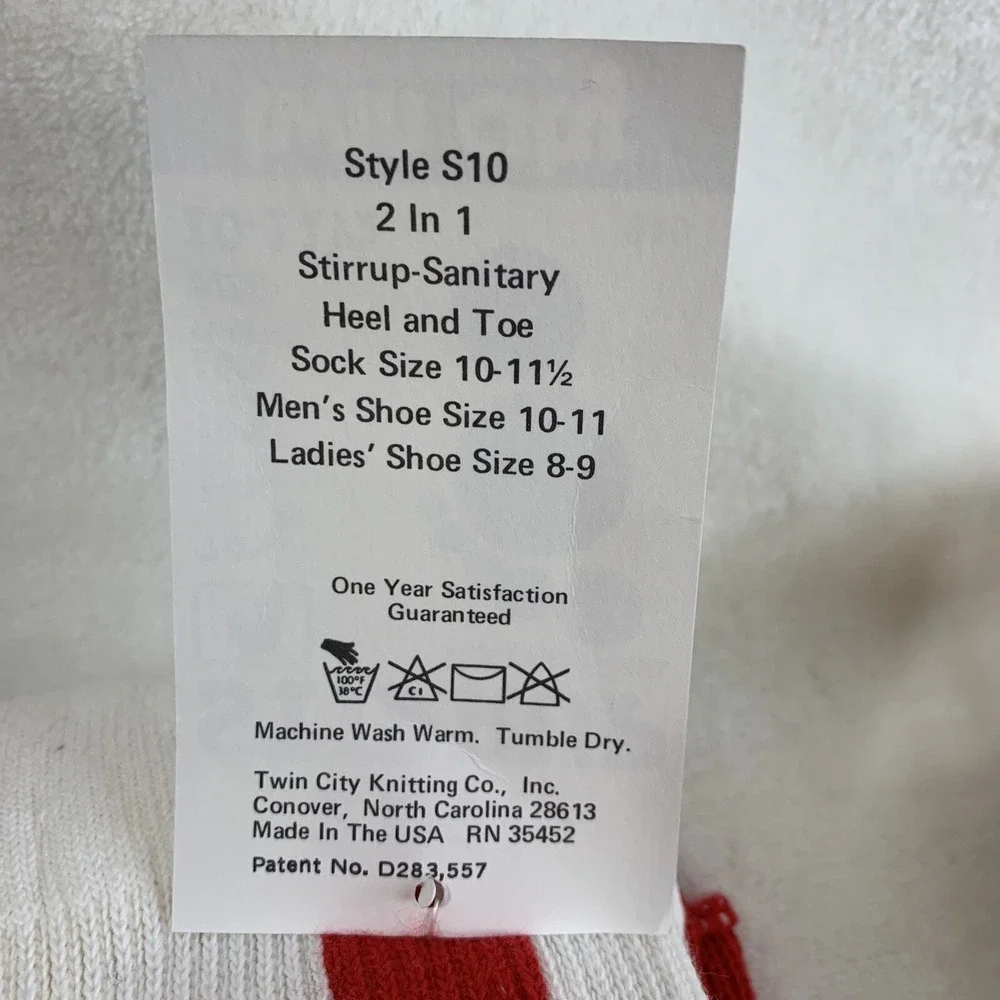Lot Of 2 New Twin City Baseball Softball 2N1 Red White Stirrup Socks Size 10-11